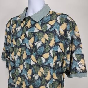 Descente‎ Golf Collection Green Yellow Khaki Short Sleeve Polo Shirt Medium NWOT